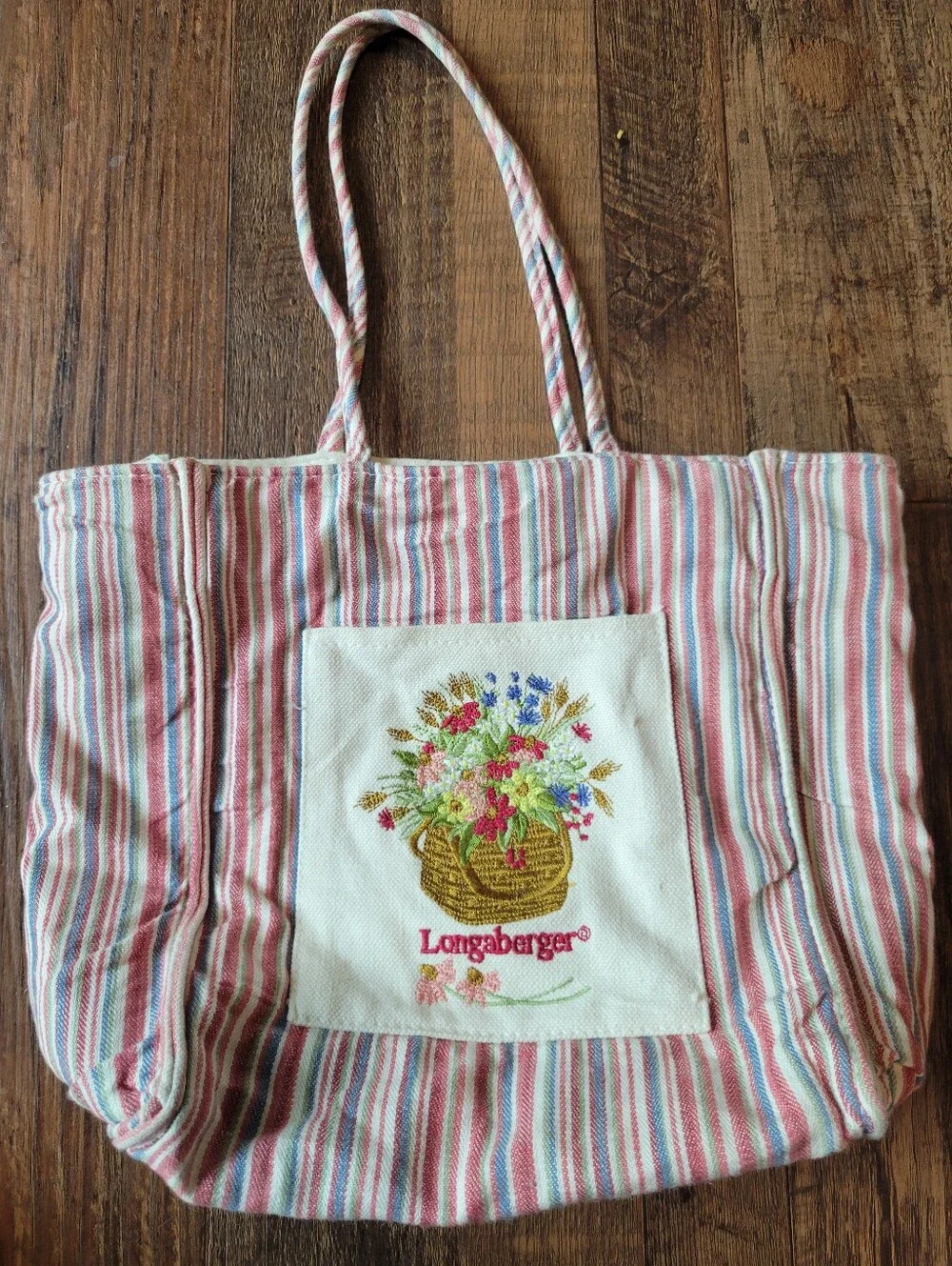 Vintage Lonaberger Market Stripe 4 Piece Set - Totes, Cosmetic Bag, Water Bottle
